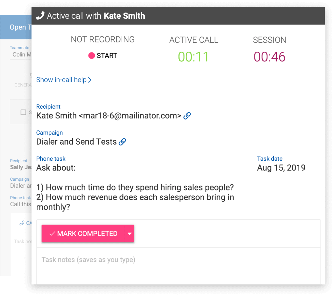 Dialer in action