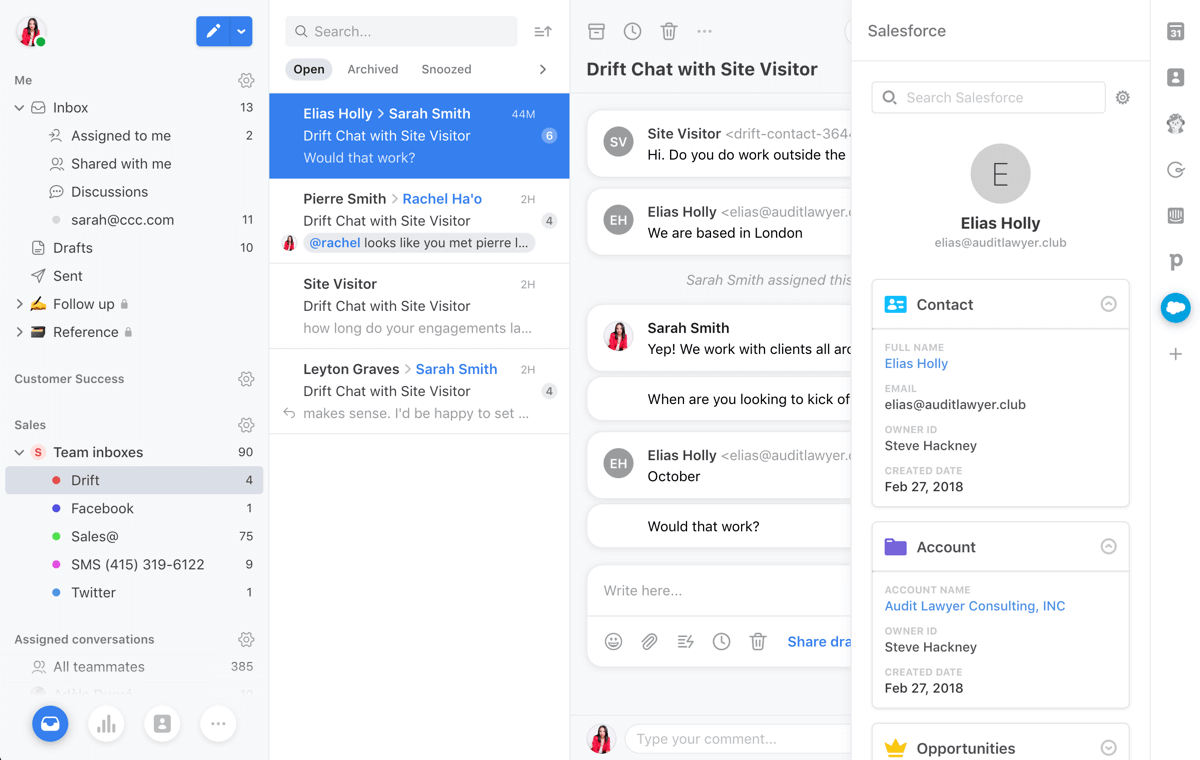 Drift and Mailshake Screenshot