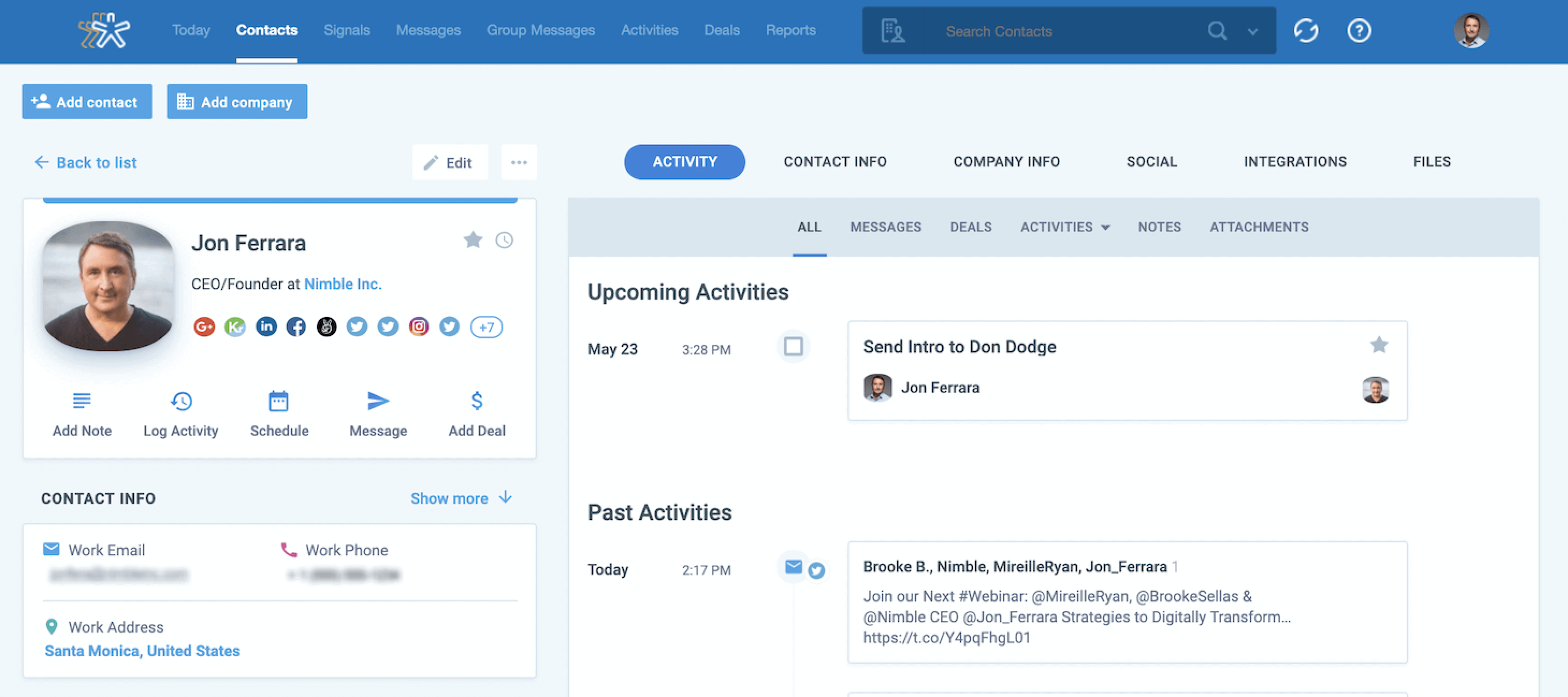Nimble and Mailshake Screenshot